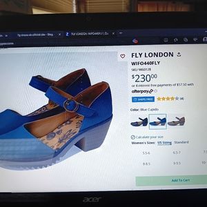 These now gently worn with box London Fly shoes in the blue as shown